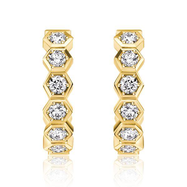 Round Cut Honeycomb Hoop Earrings for Women - 925 Sterling Silver