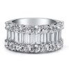 Three Row Half Eternity Wedding Band in Sterling Silver with Rhodium Finish
