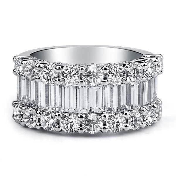 Three Row Half Eternity Wedding Band in Sterling Silver with Rhodium Finish