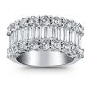 Three Row Half Eternity Wedding Band in Sterling Silver with Rhodium Finish