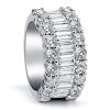 Three Row Half Eternity Wedding Band in Sterling Silver with Rhodium Finish