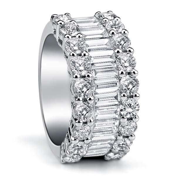 Three Row Half Eternity Wedding Band in Sterling Silver with Rhodium Finish