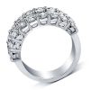 Three Row Half Eternity Wedding Band in Sterling Silver with Rhodium Finish