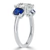 Cushion Cut Blue Topaz Three Stone Engagement Ring in Sterling Silver