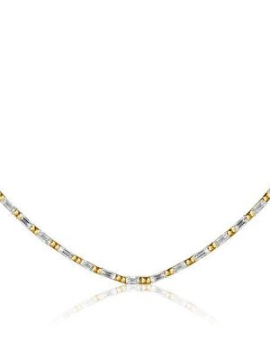 White Sapphire Baguette Tennis Necklace - Sterling Silver (17-22 inches)