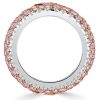 Emerald & Pear Pink Stone Micro-Pave Multi-Row Band Ring - Sterling Silver