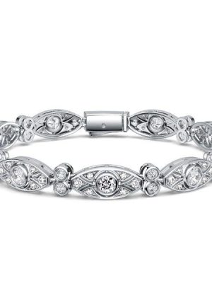 925 Sterling Silver Tennis Bracelet with Round White Sapphire Stones for Women