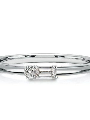 Baguette Cut Sterling Silver Wedding Band - Classic Morse Code Ring