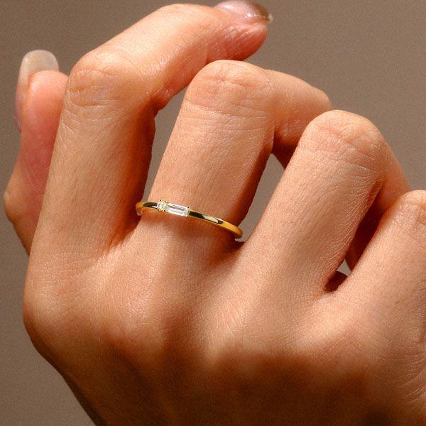 Baguette Cut Sterling Silver Wedding Band - Classic Morse Code Ring