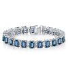 Emerald Cut Blue Topaz Tennis Bracelet in Sterling Silver