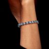 Emerald Cut Blue Topaz Tennis Bracelet in Sterling Silver