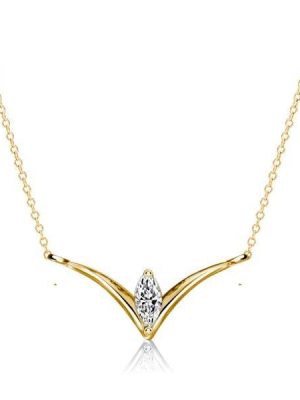 Marquise V Shape Necklace in 925 Sterling Silver