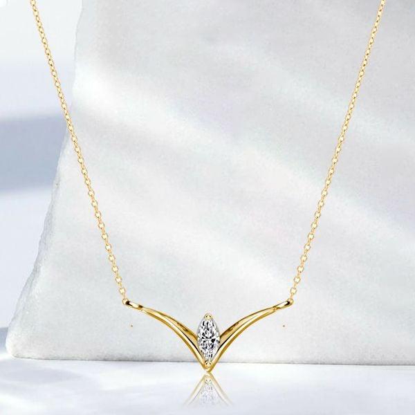 Marquise V Shape Necklace in 925 Sterling Silver