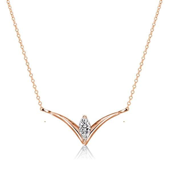 Marquise V Shape Necklace in 925 Sterling Silver