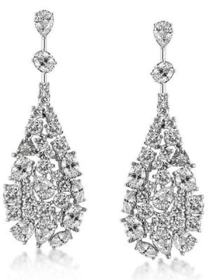 Dangle Drop Sapphire Earrings in Rhodium-Plated 925 Sterling Silver