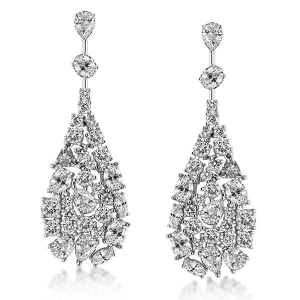 Dangle Drop Sapphire Earrings in Rhodium-Plated 925 Sterling Silver