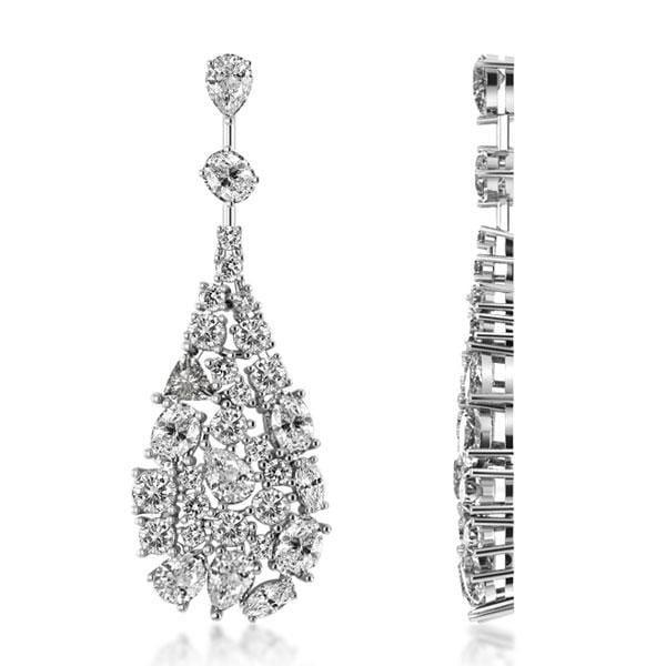 Dangle Drop Sapphire Earrings in Rhodium-Plated 925 Sterling Silver