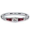 Vintage Bezel Setting Ruby Engagement Ring for Women in Sterling Silver