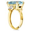Emerald Cut Aquamarine Engagement Ring in 18K Gold Plated Sterling Silver