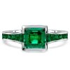 2.00 CT Asscher Cut Emerald Engagement Ring in 18K Gold Plated Sterling Silver