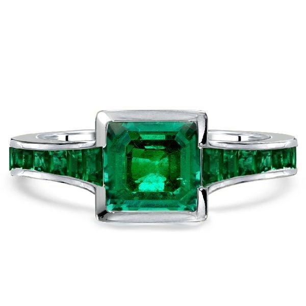 2.00 CT Asscher Cut Emerald Engagement Ring in 18K Gold Plated Sterling Silver