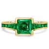 2.00 CT Asscher Cut Emerald Engagement Ring in 18K Gold Plated Sterling Silver