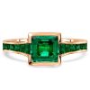 2.00 CT Asscher Cut Emerald Engagement Ring in 18K Gold Plated Sterling Silver