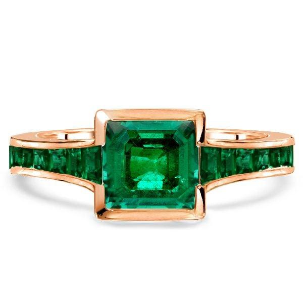 2.00 CT Asscher Cut Emerald Engagement Ring in 18K Gold Plated Sterling Silver