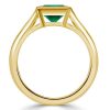 2.00 CT Asscher Cut Emerald Engagement Ring in 18K Gold Plated Sterling Silver