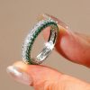 1.80 CT. TW. Round Emerald Green Cubic Zirconia Eternity Band in Rhodium-Plated Sterling Silver