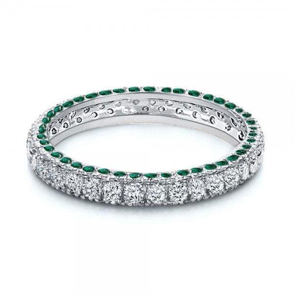 1.80 CT. TW. Round Emerald Green Cubic Zirconia Eternity Band in Rhodium-Plated Sterling Silver