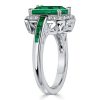 Halo Emerald and Sapphire Ring for Women in 925 Sterling Silver