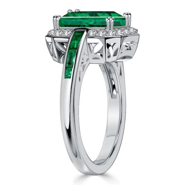 Halo Emerald and Sapphire Ring for Women in 925 Sterling Silver