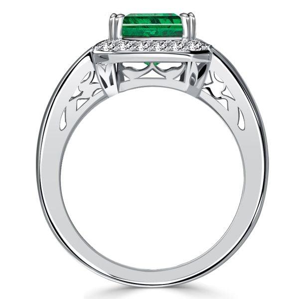 Halo Emerald and Sapphire Ring for Women in 925 Sterling Silver
