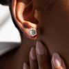 Sterling Silver Bezel Set Hexagon Single Stone Stud Earrings for Women