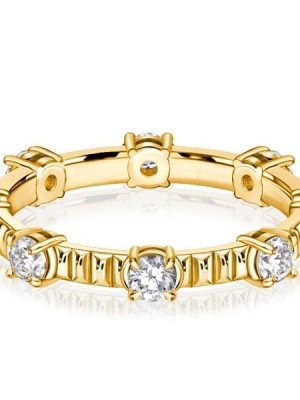 18K Gold Plated Sterling Silver Round Cut Eternity Band Ring for Women, 0.80 CT. TW.