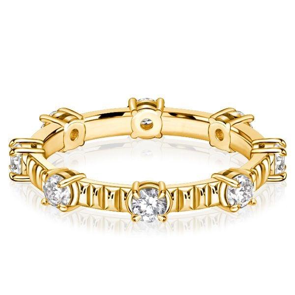 18K Gold Plated Sterling Silver Round Cut Eternity Band Ring for Women, 0.80 CT. TW.