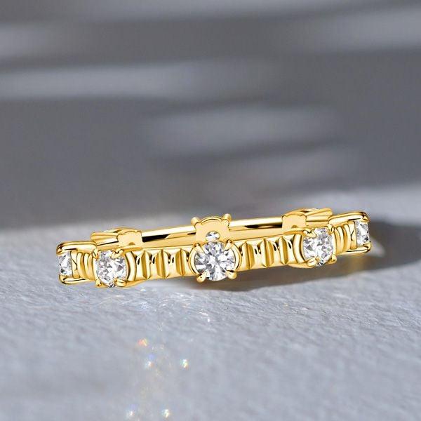 18K Gold Plated Sterling Silver Round Cut Eternity Band Ring for Women, 0.80 CT. TW.