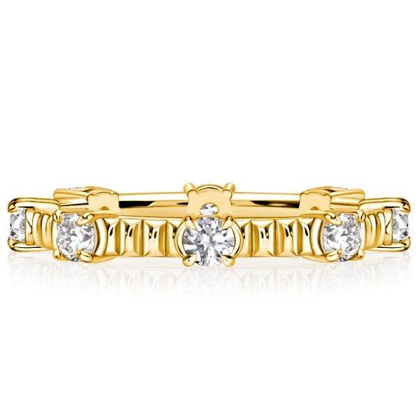 18K Gold Plated Sterling Silver Round Cut Eternity Band Ring for Women, 0.80 CT. TW.