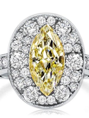 Yellow Topaz Marquise Halo Engagement Ring - 925 Sterling Silver