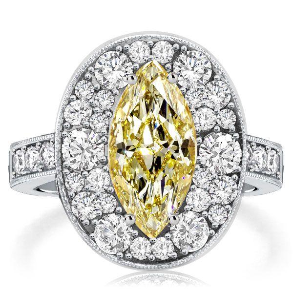 Yellow Topaz Marquise Halo Engagement Ring - 925 Sterling Silver