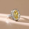 Yellow Topaz Marquise Halo Engagement Ring - 925 Sterling Silver