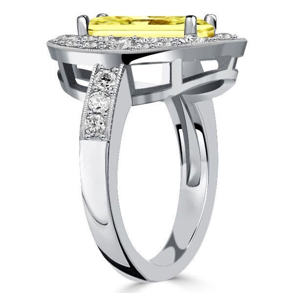 Yellow Topaz Marquise Halo Engagement Ring - 925 Sterling Silver
