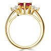 18K Gold Plated Sterling Silver Pear Cut Ruby 3 Stone Engagement Ring (3.00 CTW)