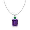 Emerald Cut Amethyst Necklace and Drop Earrings Set - Sterling Silver