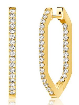 Sterling Silver Geometric Inside-Out Hoop Earrings - 1.01 CT. TW.