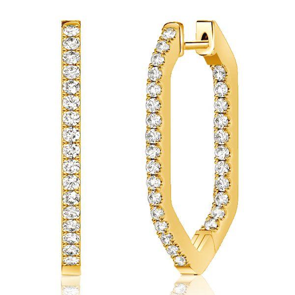 Sterling Silver Geometric Inside-Out Hoop Earrings - 1.01 CT. TW.