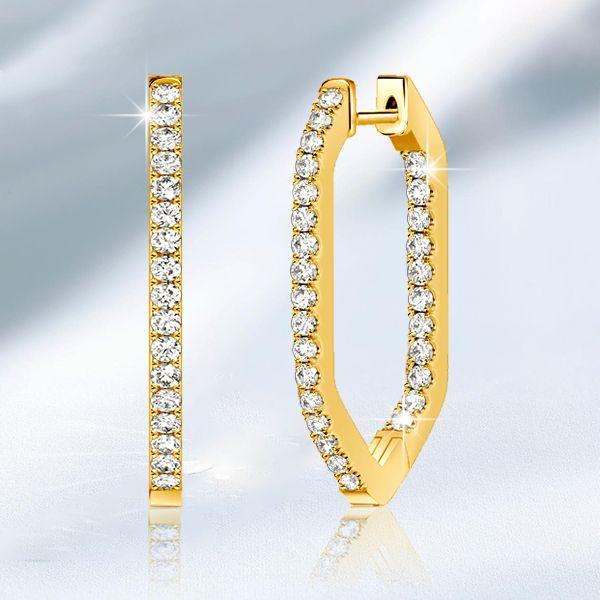 Sterling Silver Geometric Inside-Out Hoop Earrings - 1.01 CT. TW.