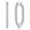 Sterling Silver Geometric Inside-Out Hoop Earrings - 1.01 CT. TW.