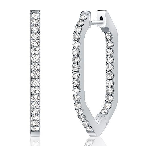 Sterling Silver Geometric Inside-Out Hoop Earrings - 1.01 CT. TW.